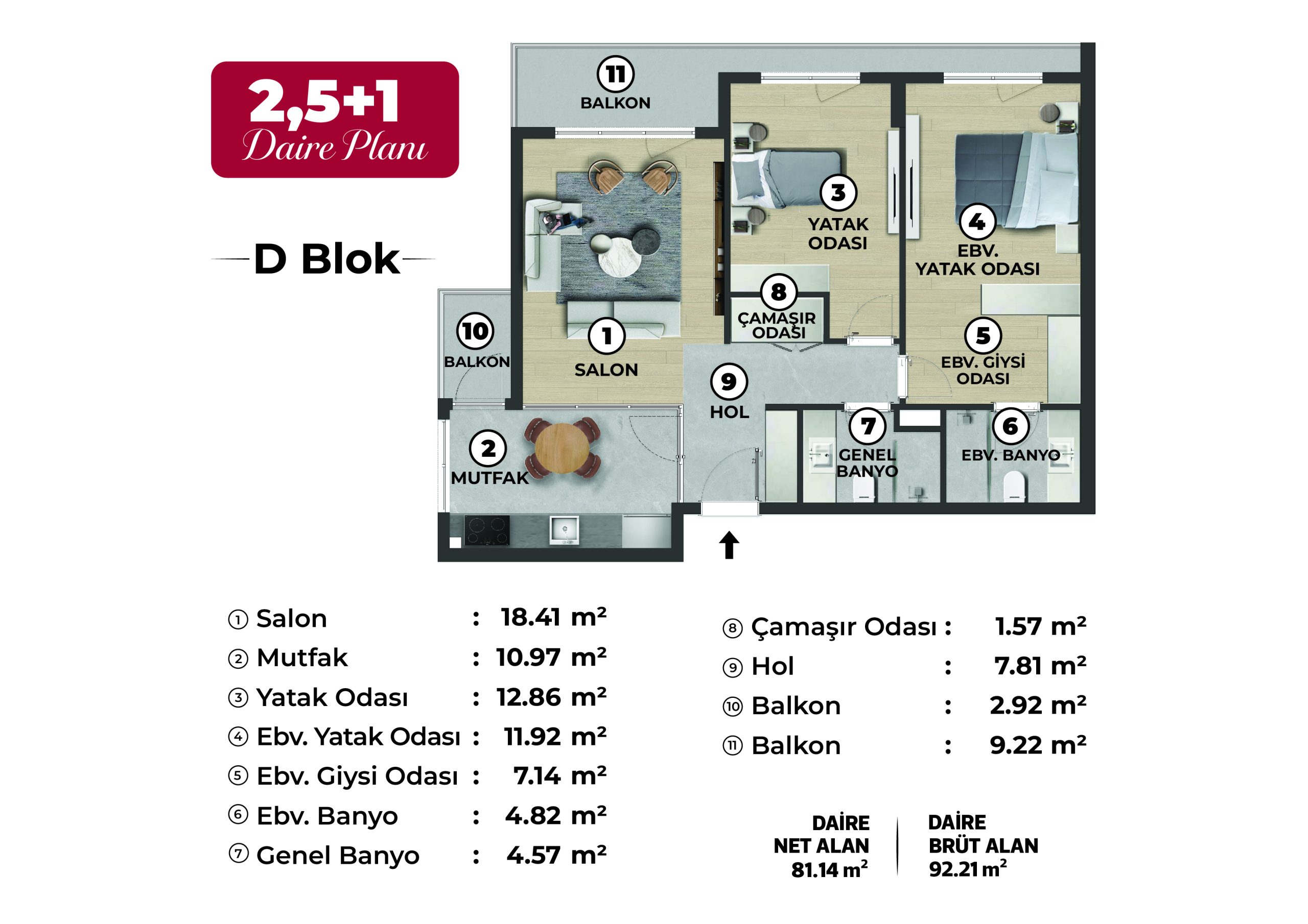 2,5 +1 /  Daire Planı